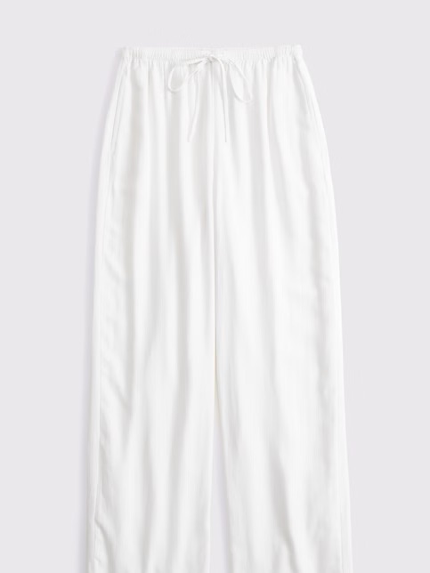 Abercrombie & Fitch White Wide-Leg Drawstring Pants